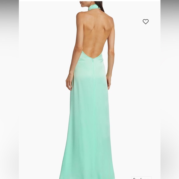 Lapointe Satin Halter Gown 4 Seafoam - Picture 2 of 12